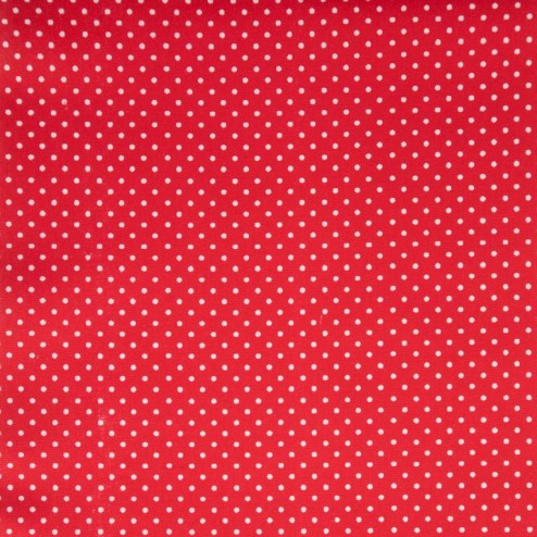 Tissu coton à pois rouge