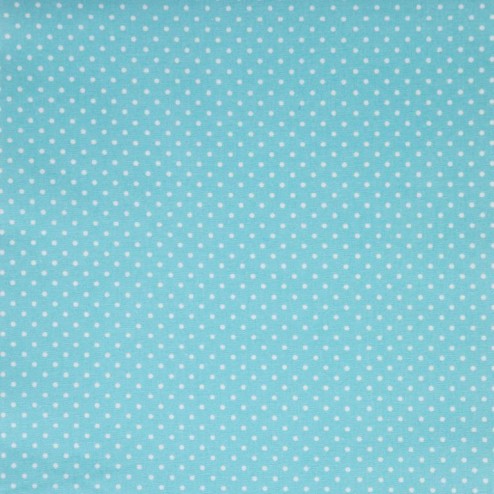 Tissu coton à pois turquoise