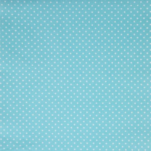 Tissu coton à pois turquoise