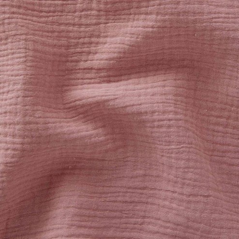 Tissu double gaze rose thé