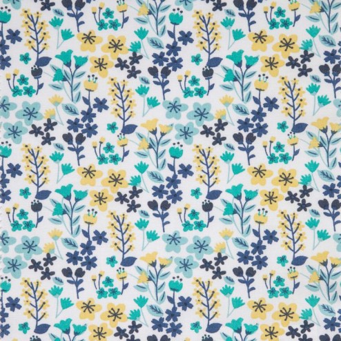 Tissu coton milly bleu