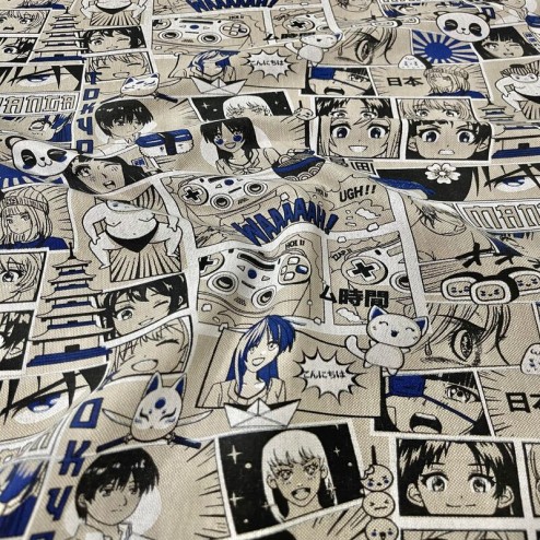 Tissu Linum Manga Palace Bleu