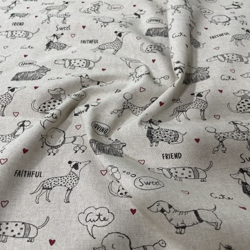 Tissu Linum Chiens