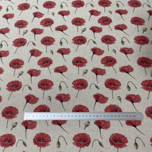 Tissu Linum Coquelicots