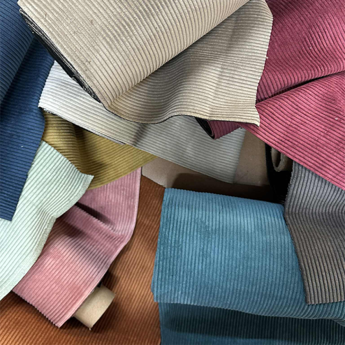 Tissu Velours Côtelé Bleu...